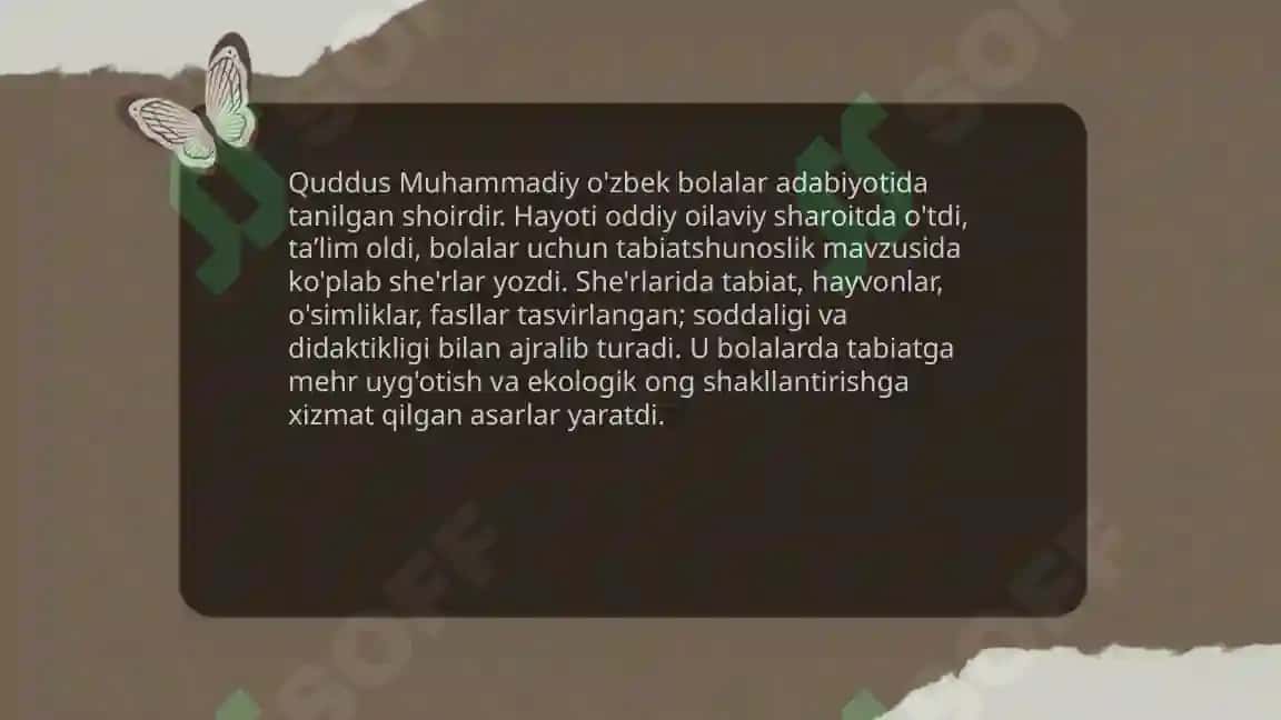Quddus Muhammadiy bolalarning tabiatshunoslik shoiri 3