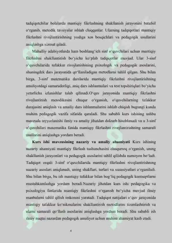 3-sinflarda matematika fanidan mantiqiy fikrlashni rivojlantirish  kurs ishi 4