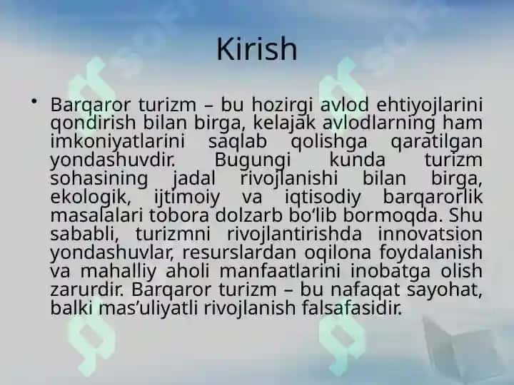 Barqaror Turizm va Innovatsiyalar 2