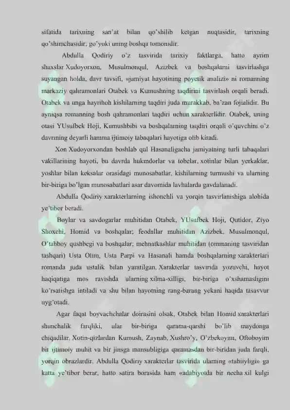 ABDULLA QODIRIYNING «O’TGAN KUNLAR» ROMANI ATROFIDA MUNOZARALAR 4