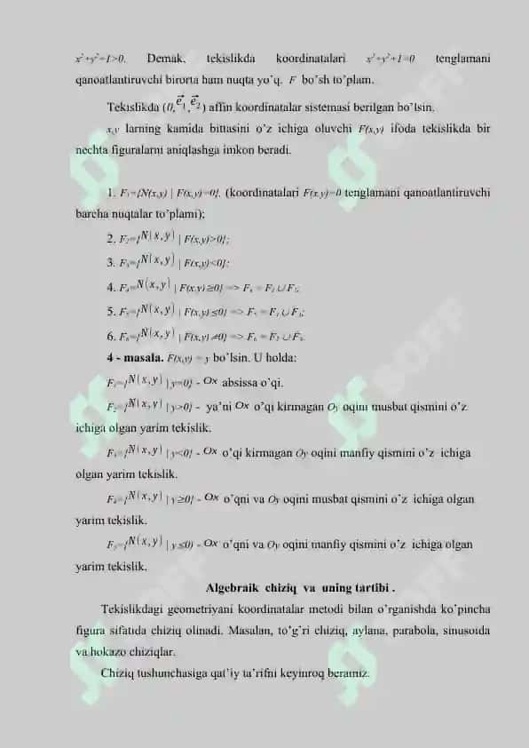 Algebraik chiziq va uning tartibi. Tekislikda to’g’ri chiziqning turli tenglamalari. 5