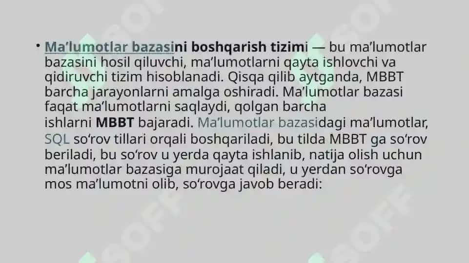 Ma'lumotlar bazasini boshqarish tizimlari 4