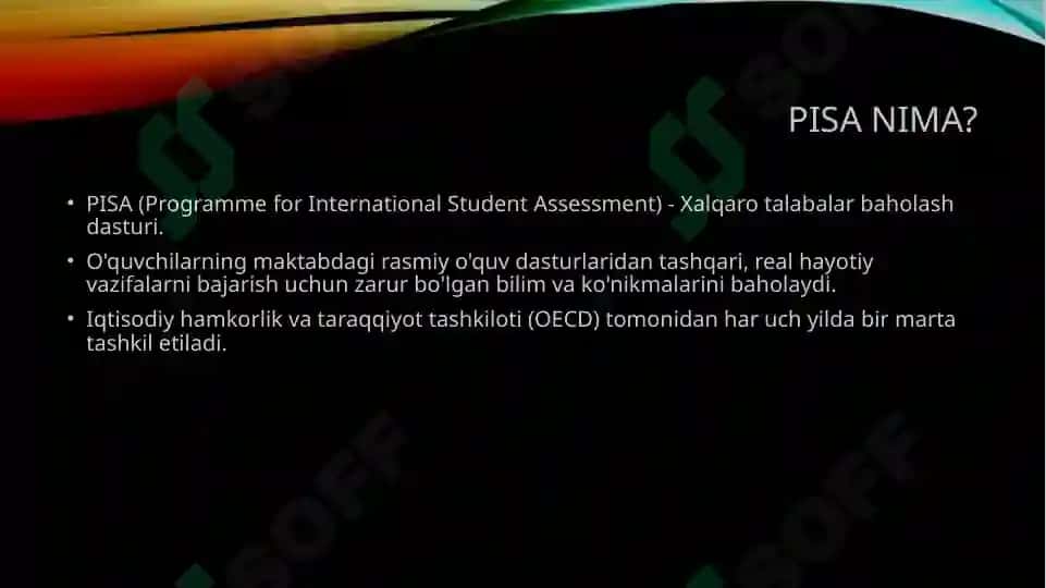 Pisa xalqaro baholash mazmun mohiyati 2