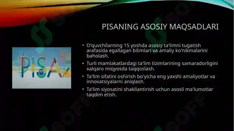 Pisa xalqaro baholash mazmun mohiyati 4