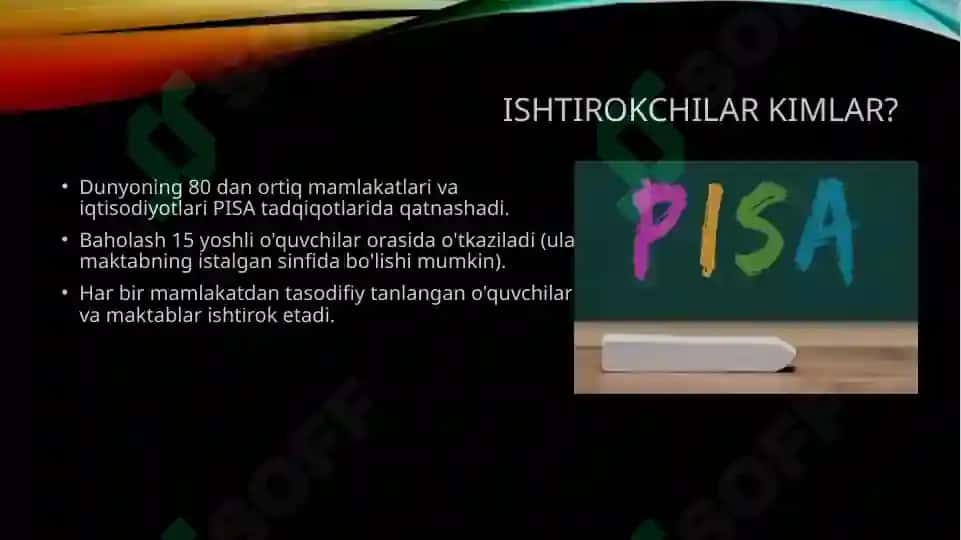Pisa xalqaro baholash mazmun mohiyati 5
