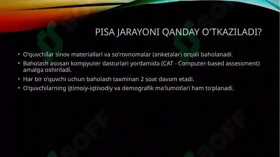 Pisa xalqaro baholash mazmun mohiyati 7