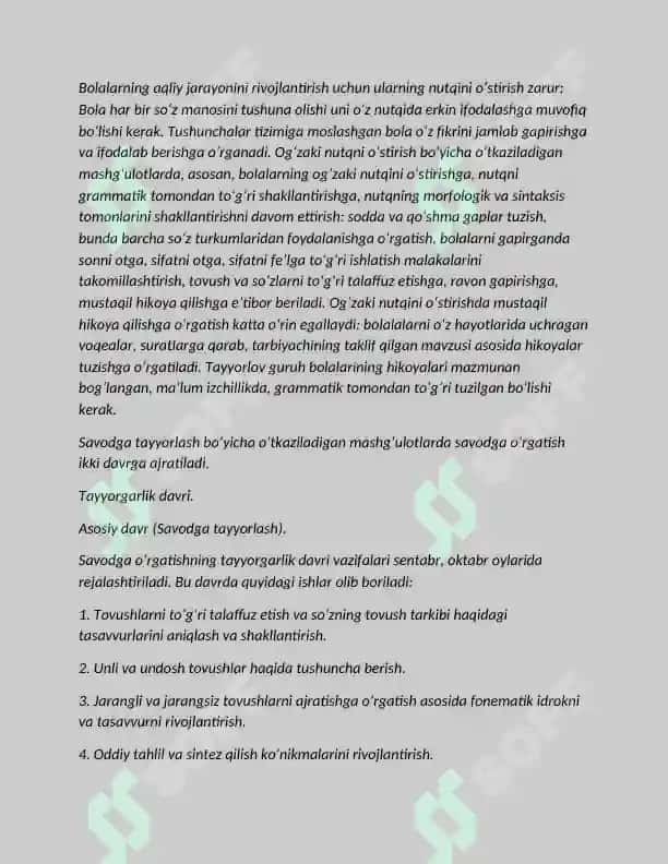 Bolalarni savod oʻrgatishga tayyorlash 2