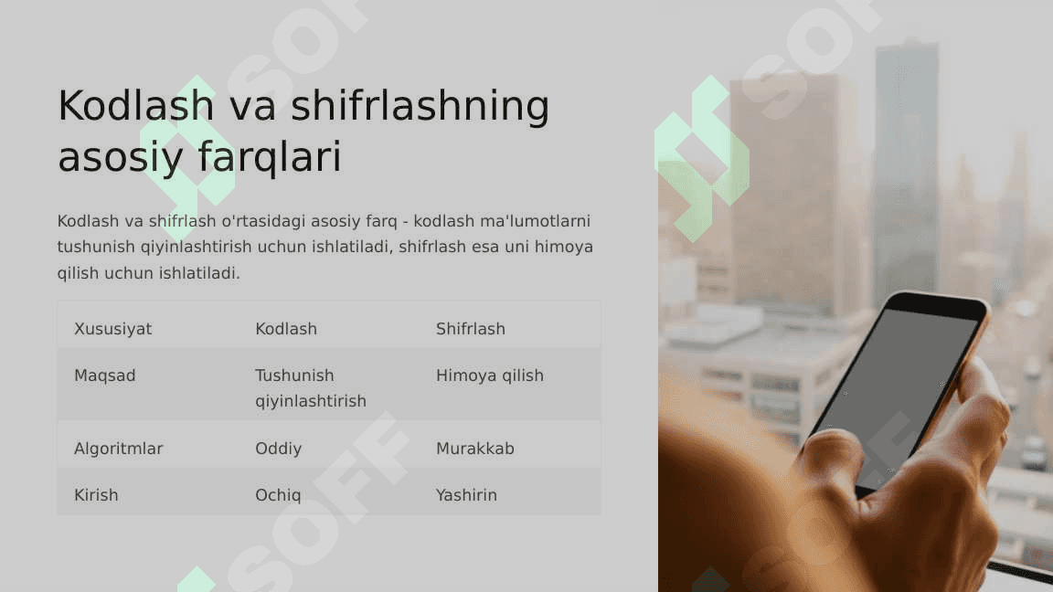 KODLASH VA SHIFRLASH ORASIDAGI FARQ. 4