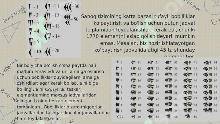 Qadimgi Vavilon xalqlarida matematik va astronomik tushunchalar. 4