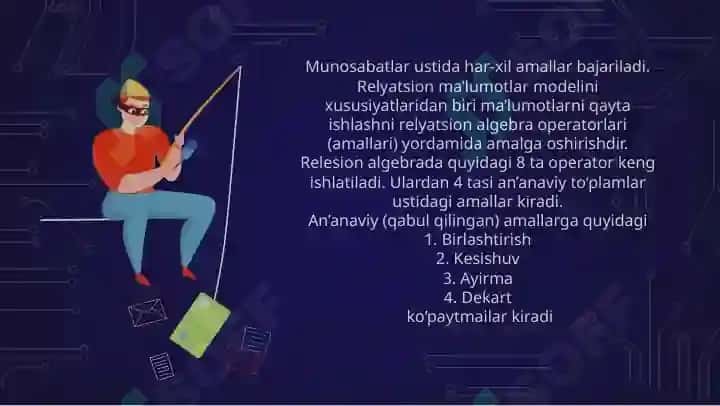 Relyatsion hisoblash. Katrejlarini relation hisob grafik loyihalash ishlanmalari 1 2