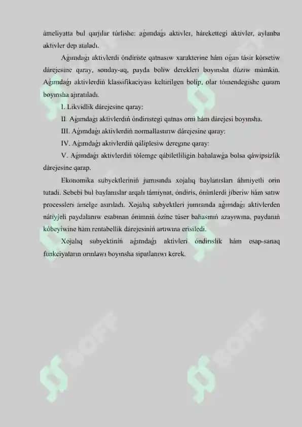 Aǵımdaǵı aktivler háreketin esapqa alıw KURS JUMISI ANIQ OTEDI 4