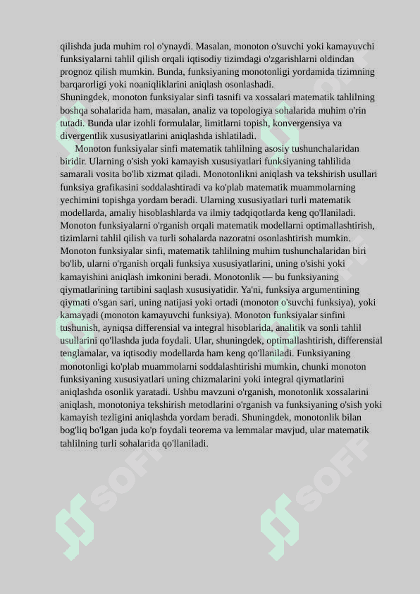 Monoton funksiyalar sinfi ularning xossalar 4