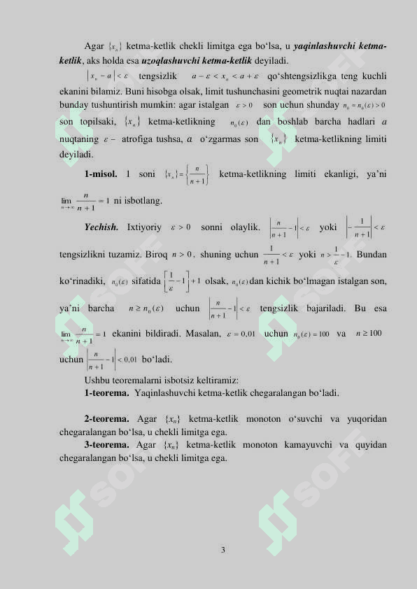 SONLI KETMA-KETLIK TUSHUNCHASI. KETMA-KETLIKNING  LIMITI. FUNKSIYA TUSHUNCHASI. FUNKSIYA LIMITI VA UNI  HISOBLASH 3
