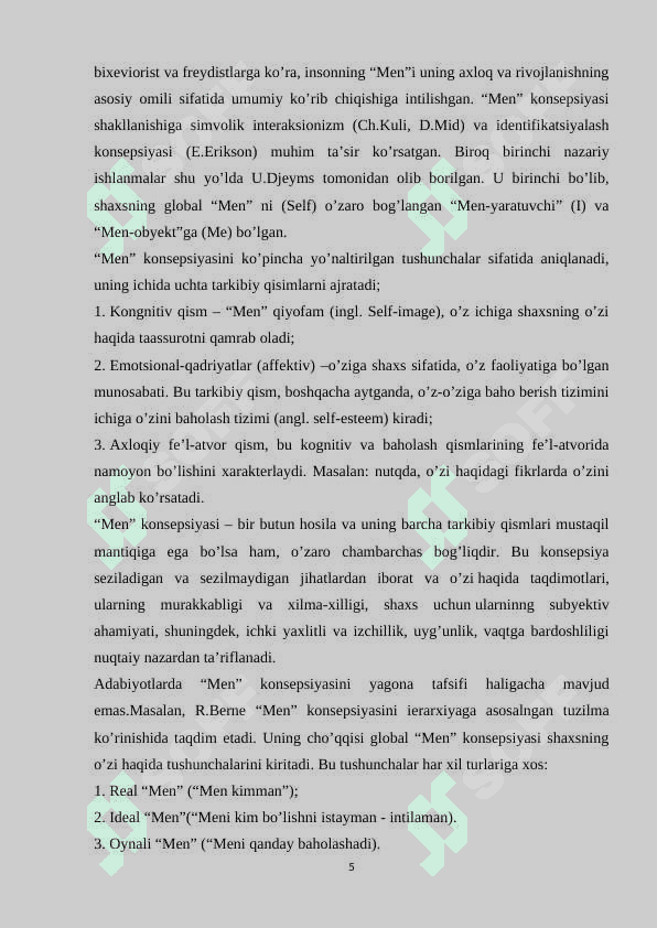 O’smirlik  davrida  “men” siymosining  xususiyatlari 5