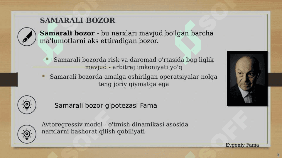 Moliyaviy bozorlarni tahlil qilish. 2