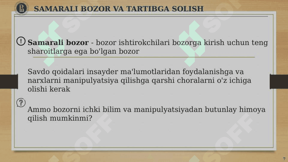 Moliyaviy bozorlarni tahlil qilish. 7