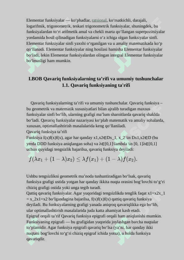 Qavariq funksiyalar sinfi. Ularning xossalari 4