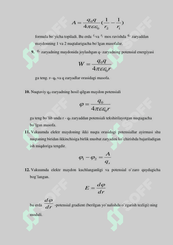Vakuumda elektrostatik maydon. Maydon kuchlanganligi. Elektrostatik  maydon potensiali 3