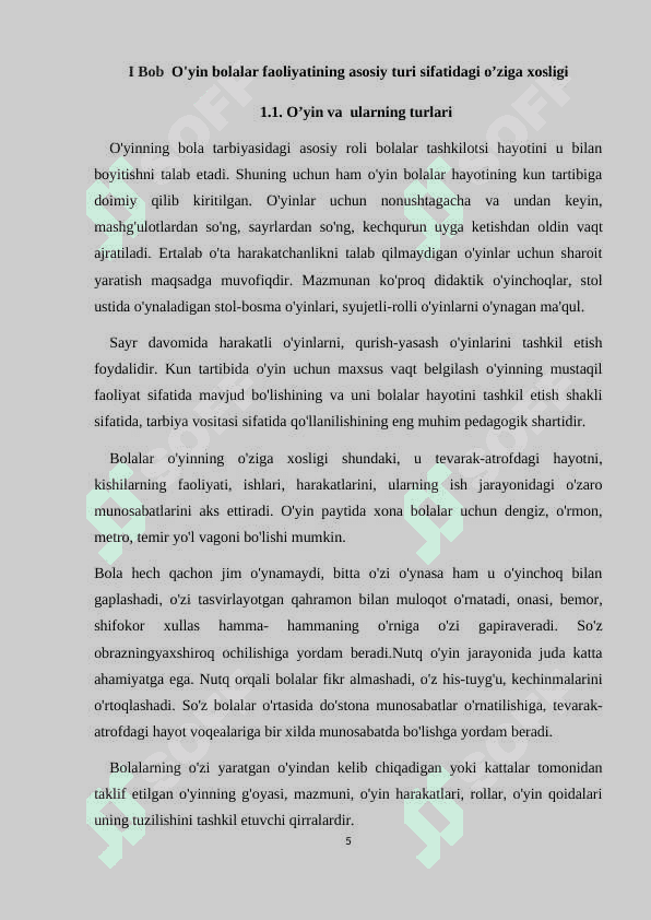 Oʻyin - bola faoliyatining asosiy turi 5