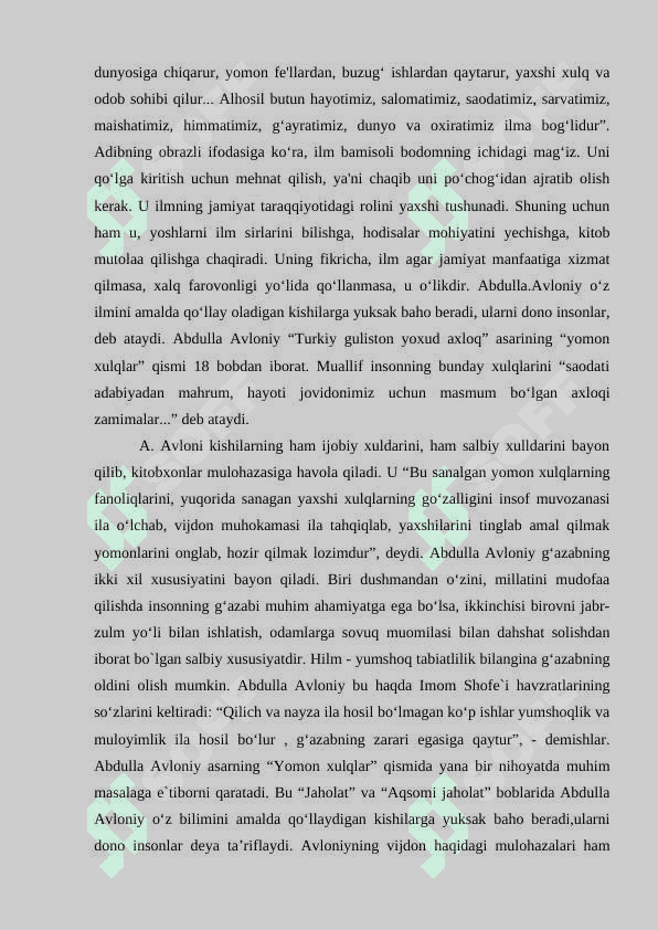 ABDULLA AVLONIYNING " KOMIL INSON " HAQIDAGI QARASHLARI 5