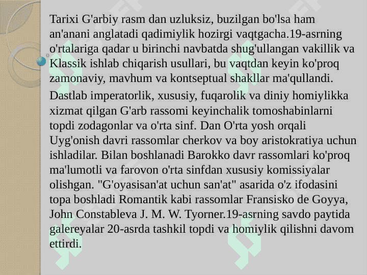 G'ARB VA SHARQ ZAMONAVIY  RASMLARI 2