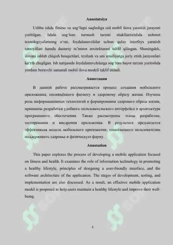 Fitness va sog'liqni saqlash ilovasi yaratish. 2