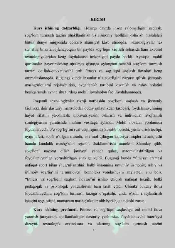 Fitness va sog'liqni saqlash ilovasi yaratish. 4