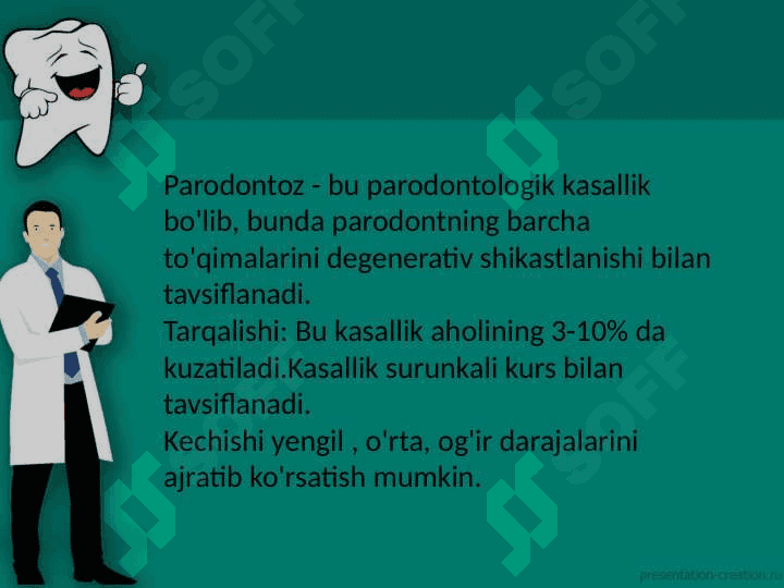 Parodontoz kelib chiqishi.Klinikasi. 2