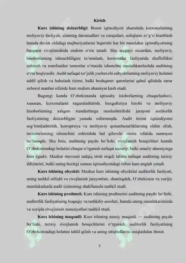 Auditning paydo bo’lishi va rivojlanishi 2
