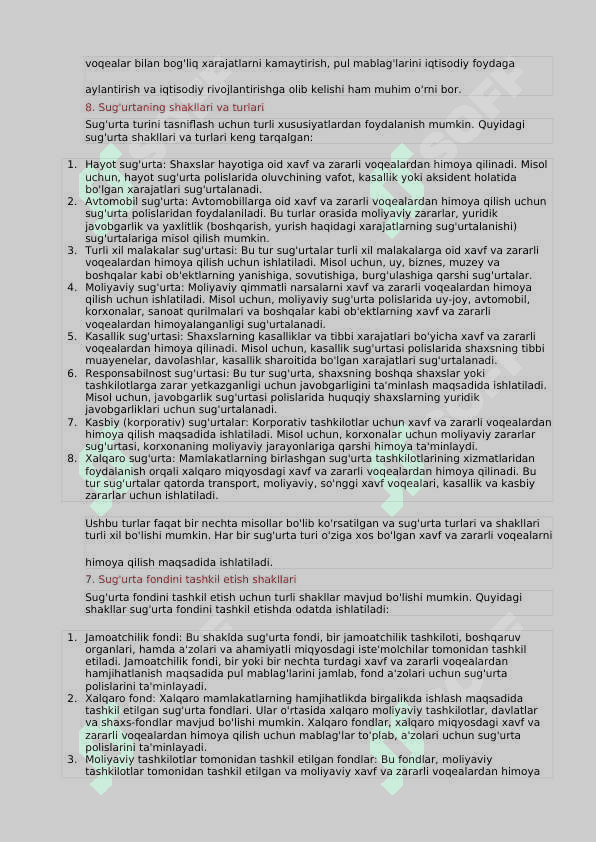 Sug'urta yakuniy test savollari va javoblari bilan 4