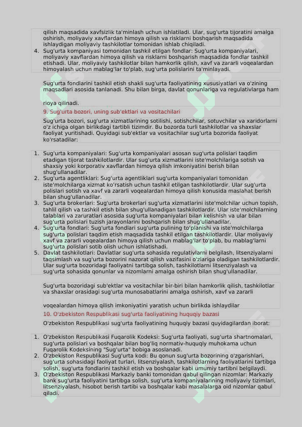 Sug'urta yakuniy test savollari va javoblari bilan 5