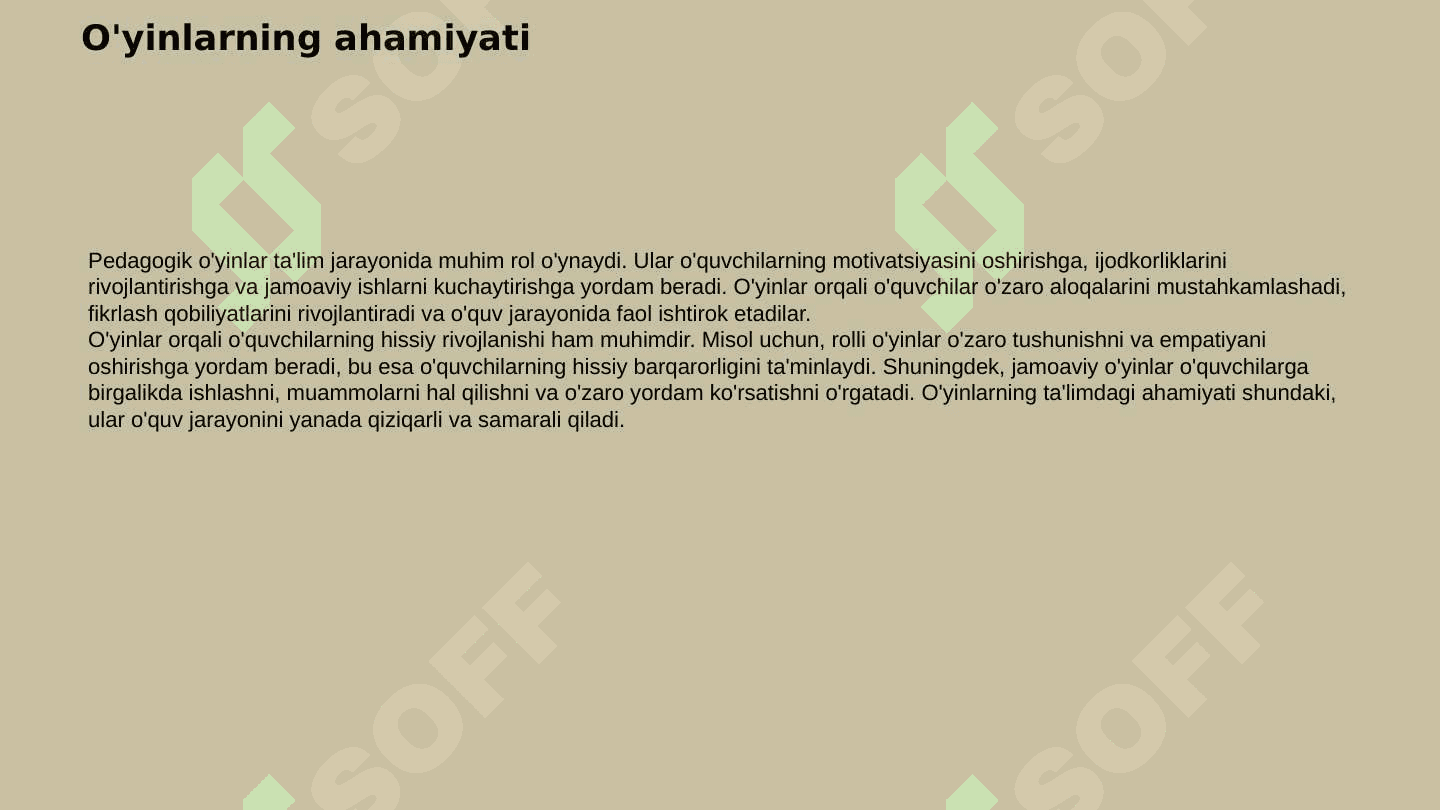 Pedagogik o'yinlar va ularning turlari 5