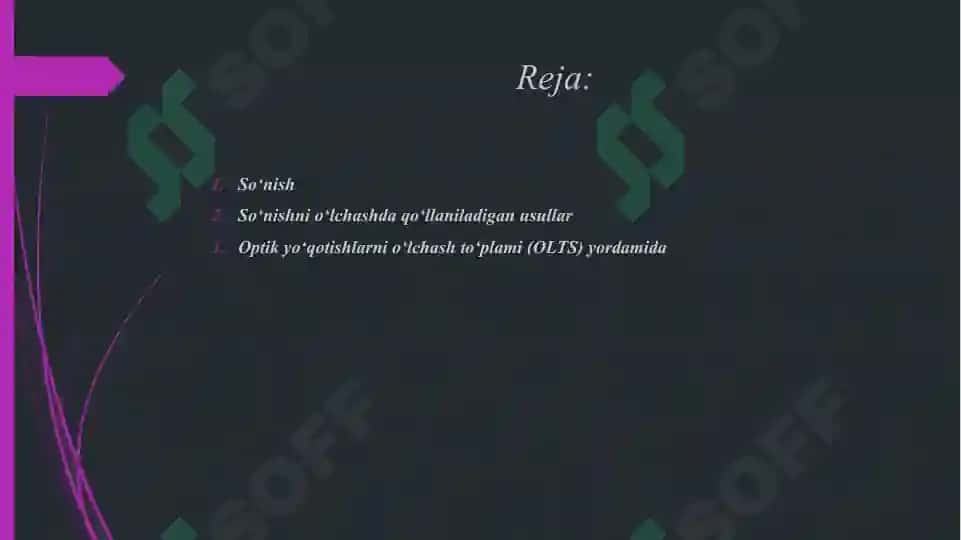 Optik aloqa liniyalarida so‘nishni o‘lchash 2