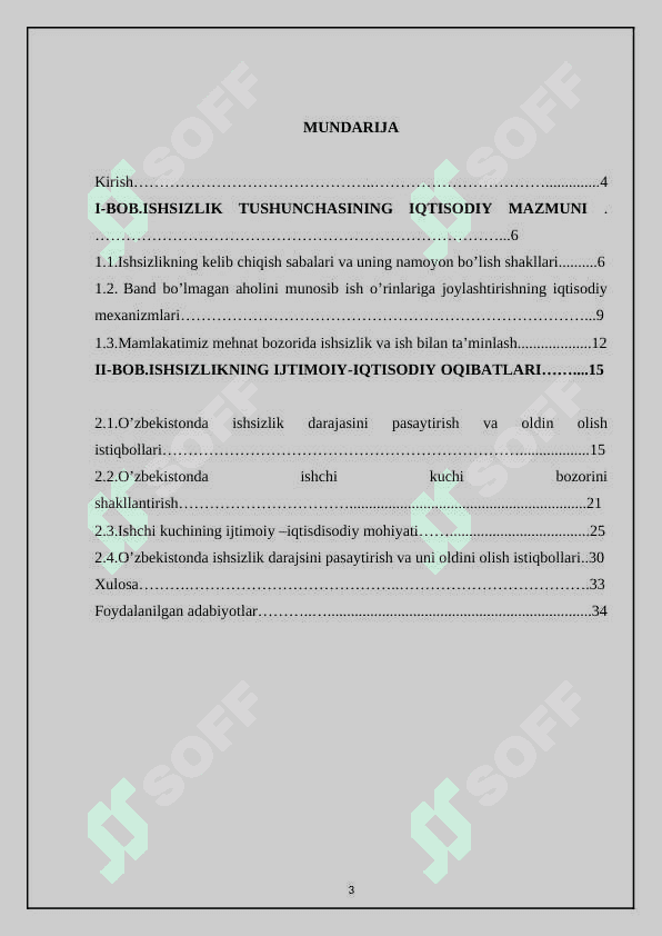 Bandlik va ishsizlik, ularning darajalari va turlari . 3