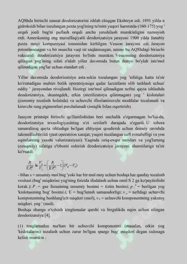 Paxta yog’ini Dezodaratsiyalash Jarayonini Modellashtirish 3