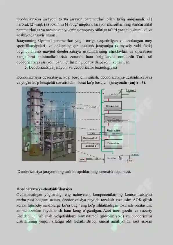 Paxta yog’ini Dezodaratsiyalash Jarayonini Modellashtirish 6