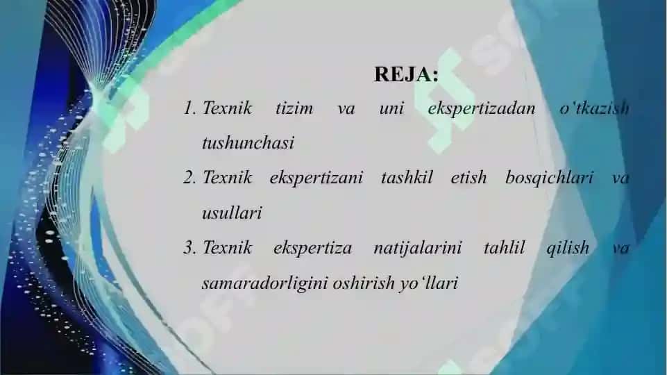 Texnik tizmni ekspertizadan oʻtkazishni tashkil etish 2