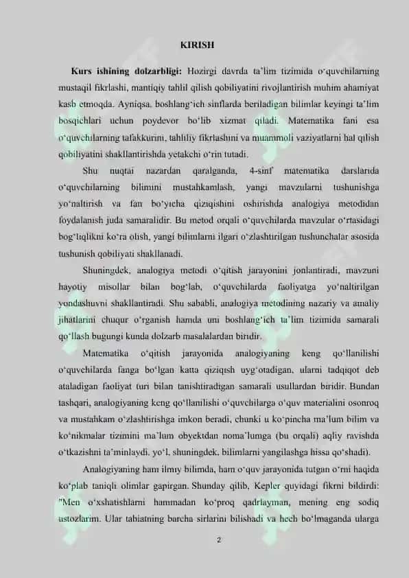 BOSHLANG‘ICH SINFLARDA MATEMATIKA DARSIDA ANALOGIYA TEXNOLOGIYASI 2