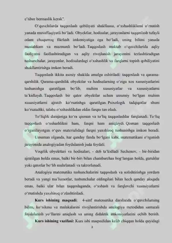 BOSHLANG‘ICH SINFLARDA MATEMATIKA DARSIDA ANALOGIYA TEXNOLOGIYASI 3