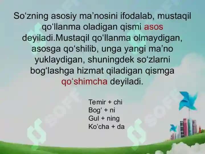 Asos va qo‘shimchalarni aniqlash 8