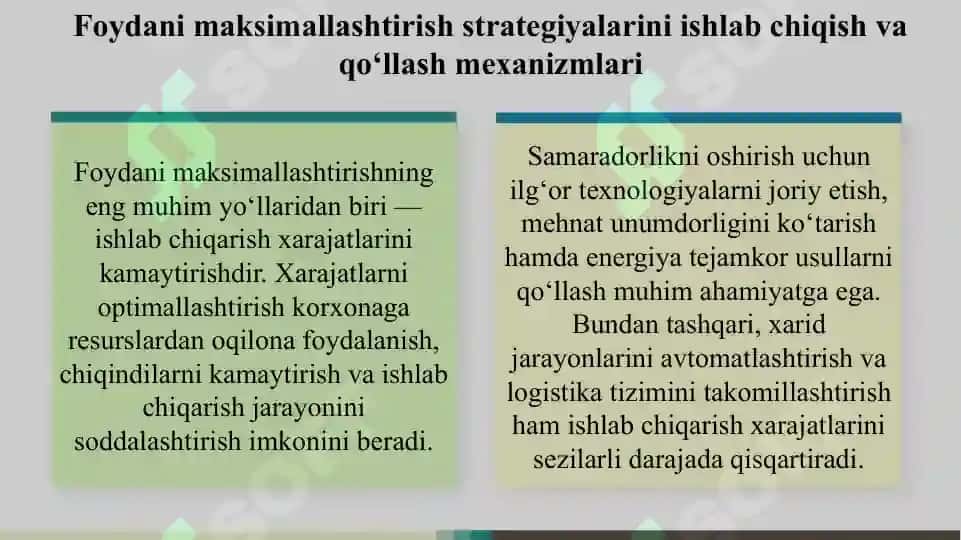 Foydani maksimallashtirish strategiyalari SLAYD 7
