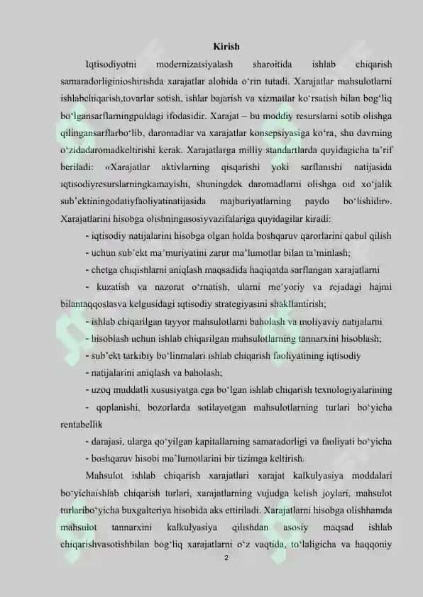 Umumishlab chiqarish xarajatlari 2