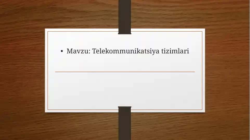 Telekommunikatsiya tizimlari