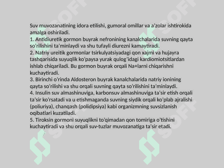 Suv elektrolitlar almashinuvi patofiziologiyasi 4