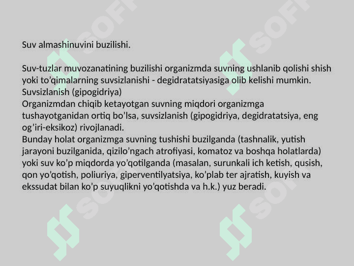 Suv elektrolitlar almashinuvi patofiziologiyasi 5