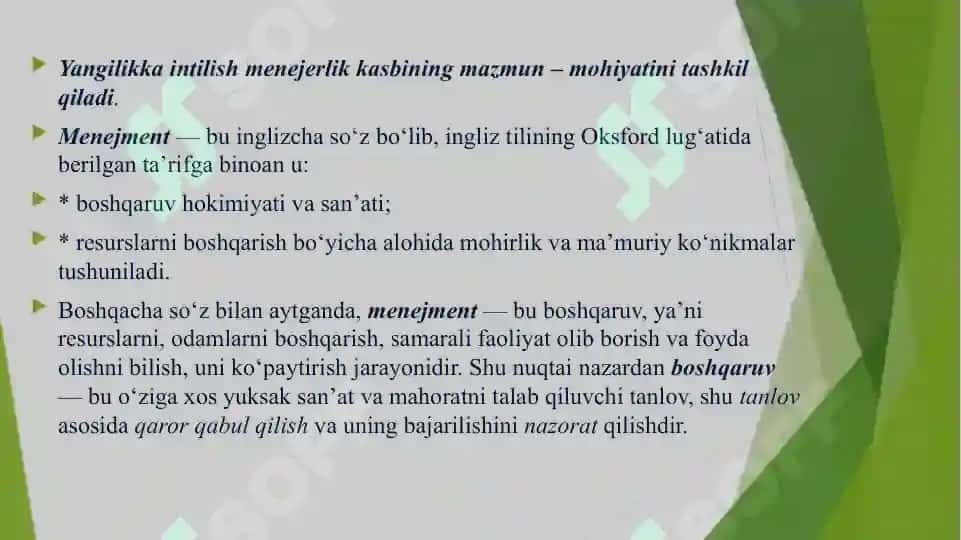 Menejmentning nazariy asoslari 2