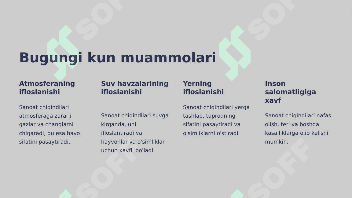 SANOAT CHIQINDILARINI TOZALASH,ATMOSFERAGA TASHLASH TALABLARI USULLARI,NAZORATI 2