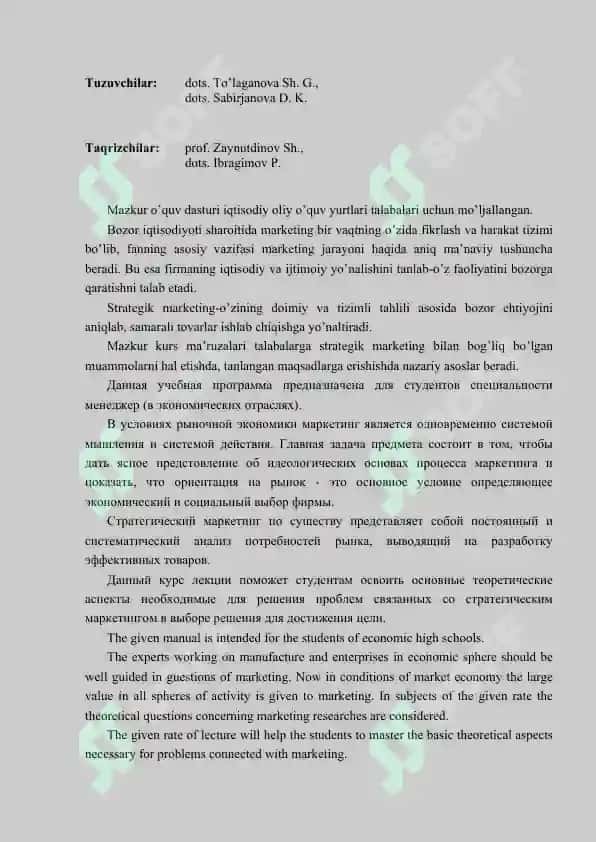 STRATEGIK MARKETING DASTURI 2