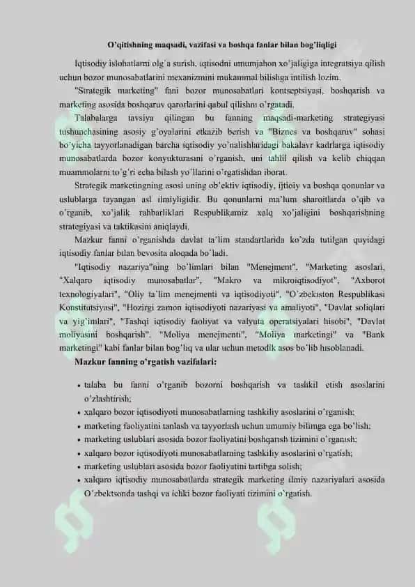 STRATEGIK MARKETING DASTURI 4