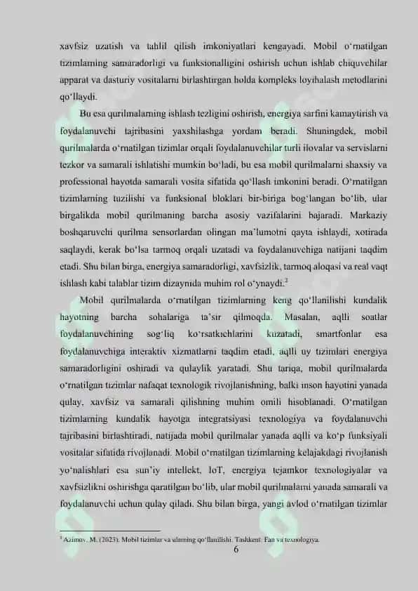 MOBIL QURILMALARDA O‘RNATILGAN TIZIMLARNING QO‘LLANILISHI 6
